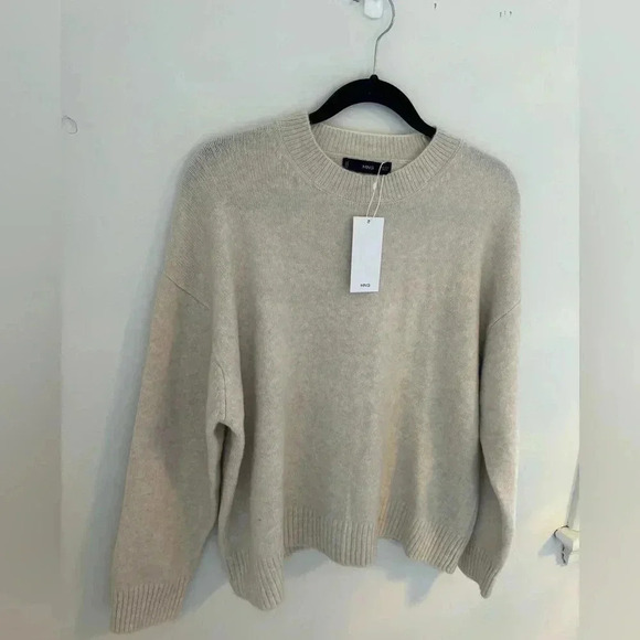 Mango  Oversized Crew Neck Sweater in Cream NWT - Picture 8 of 12